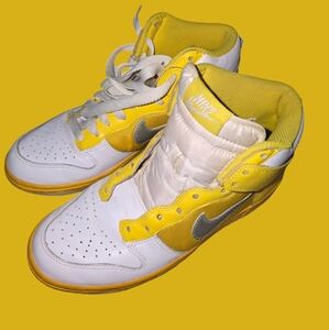 Nike Dunk High Tour Yellow Metallic Silver- Womens Size 8